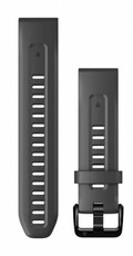 Curea Garmin QuickFit 20mm, silicon, gri grafit, cataramă neagră (Fenix 7S/6S/5S)