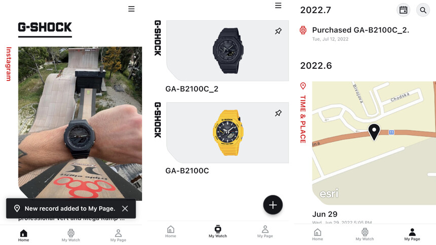 V aplikaci Casio Watch najdete nově i instagramový účet nebo informaci, kdy, kde a jaké hodinky se naposled spárovaly.