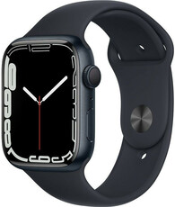 Apple Watch Series 7 GPS, 45 mm, carcasă din aluminiu de culoare închisă, curea sport de culoare închisă
