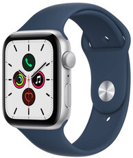 Apple Watch SE GPS, 40 mm, carcasă din aluminiu argintiu, curea sport albastru marin
