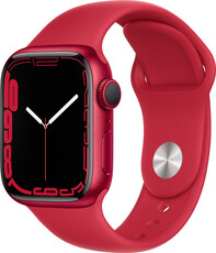 Apple Watch Series 7 GPS, 41 mm, carcasă din aluminiu  roșu, curea sport roșie