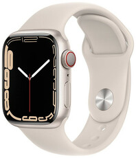 Apple Watch Series 7 GPS + Cellular,Apple Watch Series 7 GPS + Cellular, 41 mm carcasă din oțel argintiu cu o curea sport alb stelar 
