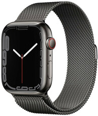 Apple Watch Series 7 GPS + Cellular, 45 mm carcasă din oțel gri grafit cu brăţară milaneză grafit