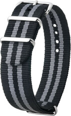 Curea NATO din material textil negru-gri Hirsch Rush L 40406030-2 (Nailon)