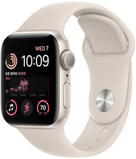 Apple Watch SE (2022) GPS, 40mm, carcasă din aluminiu alb stelar, curea sport albă