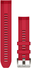 Curea Garmin Quickfit 22mm, de silicon, roșu, cataramă argintie (Fenix 7/6/5, Epix 2, MARQ 2 aj.)