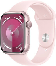 Apple Watch Series 9, GPS, carcasă din aluminiu roz de 45 mm, curea sport S/M