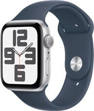 Apple Watch SE (2023) GPS 44mm carcasă din aluminiu argintiu cu curea sport Blue Storm - S/M