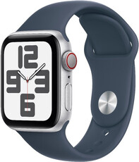 Apple Watch SE (2023) GPS + Cellular 40mm carcasă din aluminiu argintiu cu curea sport Blue Storm - M/L