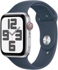 Apple Watch SE (2023) GPS + Cellular 44mm carcasă din aluminiu argintiu cu curea sport Blue Storm - M/L