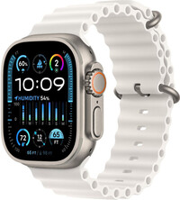 Apple Watch Ultra 2 GPS + Cellular, carcasă din titan de 49 mm cu curea albă oceanică