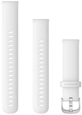 Curea Garmin Quick Release 18mm, silicon, alb, cataramă argintie (Venu 2S, Vivoactive 4S, Vivomove 3S)