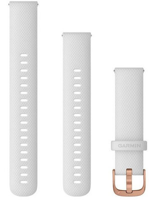 Curea Garmin Quick Release 18mm, silicon, alb, cataramă roz-aurie (Venu 2S, Vivoactive 4S, Vivomove 3S)