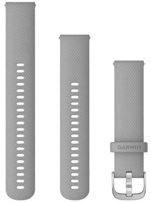 Curea Garmin Quick Release 20mm, silicon gri, cataramă argintie (Venu, Venu Sq, Venu 2 plus) dimensiune (S / M) + partea extinsă