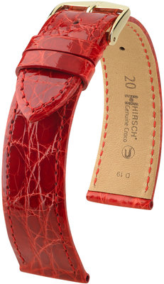 Curea roșie din piele Hirsch Genuine Croco M 18900820-1 (Piele de crocodil) Hirsch selection