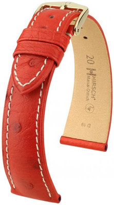 Curea roșie din piele Hirsch Massai Ostrich M 04262121-1 (Piele de ștruț) Hirsch Selection