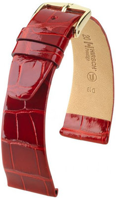 Curea roșie din piele Hirsch Prestige L 02207020-1 (Piele de aligator) Hirsch Selection
