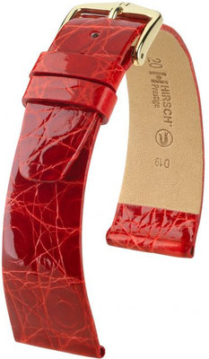 Curea roșie din piele Hirsch Prestige L 02208020-1 (Piele de crocodil) Hirsch Selection