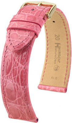 Curea roz din piele Hirsch Genuine Croco M 01808125-1 (Piele de crocodil) Hirsch Selection