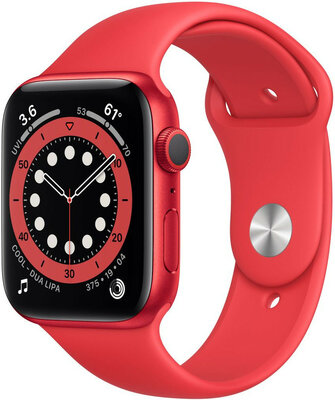 Apple Watch Series 6 GPS, 44 mm, carcasă roșie din aluminiu, curea sport roșie