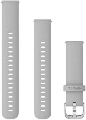 Curea Garmin Quick Release 18 mm, silicon gri deschis, cataramă argintie (Venu 2S, Vívoactive 4S, Vívomove 3S)+ partea extinsă