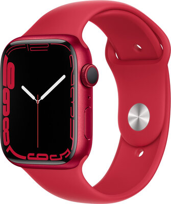 Apple Watch Series 7 GPS, 45 mm, carcasă roșie din aluminiu, curea sport roșie