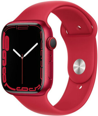 Apple Watch Series 7 GPS + Cellular, 45 mm carcasă din aluminiu roșu, curea sport roșie