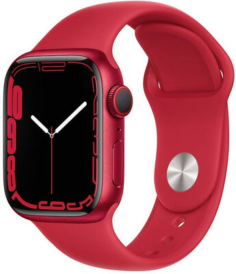 Apple Watch Series 7 GPS + Cellular, 41 mm carcasă din aluminiu roșu cu, curea sport roșie