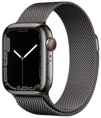 Apple Watch Series 7 GPS + Cellular, 41 mm carcasă din oțel gri grafit cu brăţară milaneză din grafit
