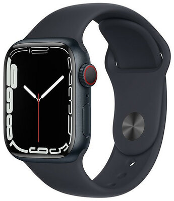 Apple Watch Series 7 GPS + Cellular, 41 mm carcasă din aluminiu de culoare închisă, curea sport de culoare închisă