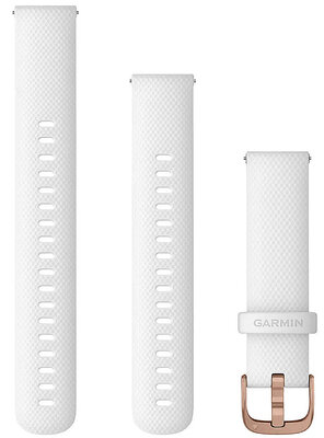 Curea Garmin Quick Release 18mm, silicon, alb,  cataramă roz-aurie (Venu 2S, Vivoactive 4S, Vivomove 3S)