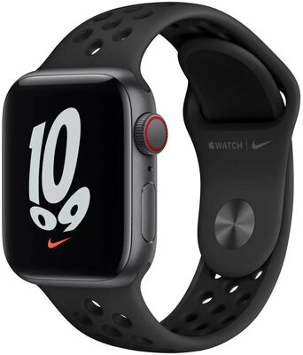 Apple Watch Nike SE GPS + Cellular, 40 mm carcasă din aluminiu gri spațial, curea sport Nike antracit/negru
