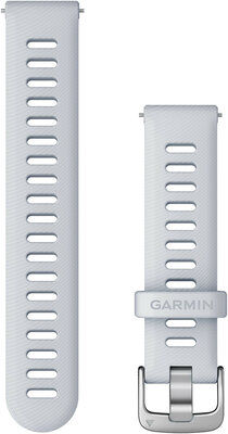 Curea Garmin Quick Release 18mm, silicon, alb, catarama argintie mată (Venu 2S, Vivoactive 4S, Vivomove 3S)