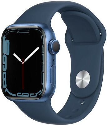 Apple Watch Series 7 GPS, carcasă aluminiu albastru de 41 mm, curea albastră sport Abyss 