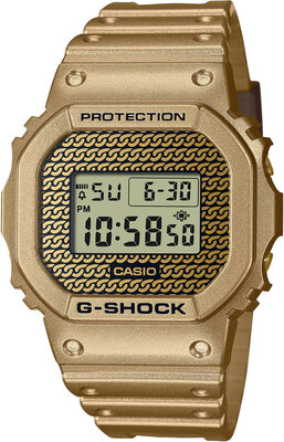 Casio G-Shock Original DWE-5600HG-1ER Carbon Core Guard Gold Chain (+ lunetă și curele de rezervă)