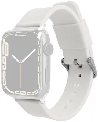 Curea pentru Apple Watch, silicon, albă, cataramă argintie (carcase 38/40/41 mm)