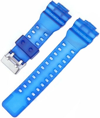 Curea pentru Casio G-Shock, din plastic, albastră, cataramă argintie (pentru modelele GA-100, GA-110, GD-120, GLS-100)
