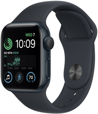Apple Watch SE (2022) GPS, 44mm, carcasă din aluminiu culoare închisă, curea sport