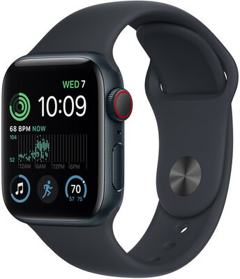 Apple Watch SE (2022) GPS + Cellular, 40mm, carcasă din aluminiu culoare închisă, curea sport