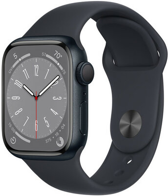 Apple Watch Series 8, GPS, 41 mm Carcasă din aluminiu de culoare închisă, curea sport
