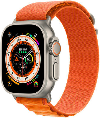 Apple Watch Ultra, GPS + Cellular, 49 mm, curea portocalie "Alpine loop" (M)
