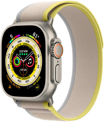 Apple Watch Ultra, GPS + Cellular, 49 mm, curea multicoloră "Trail loop" (M/L) 