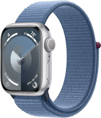 Apple Watch Series 9 GPS 45 mm carcasă din aluminiu argintiu cu curea sport Ice Blue