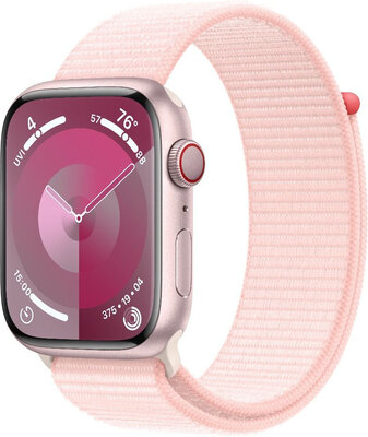Apple Watch Series 9 GPS + Cellular 45 mm carcasă din aluminiu roz cu curea sport roz deschis