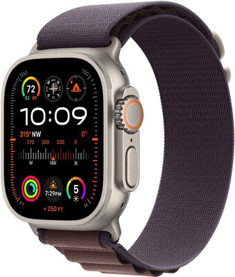 Apple Watch Ultra 2 GPS + Cellular, carcasă din titan de 49 mm cu tensiune Indigo Alpine - L