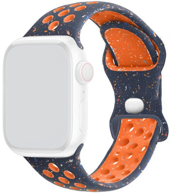 Curea pentru Apple Watch 42/44/45mm, silicon sport, albastru-portocaliu